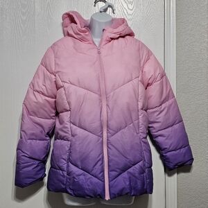 Girl's Swiss Tech Puffer Coat in Pink / Purple Ombre Size XXL 18